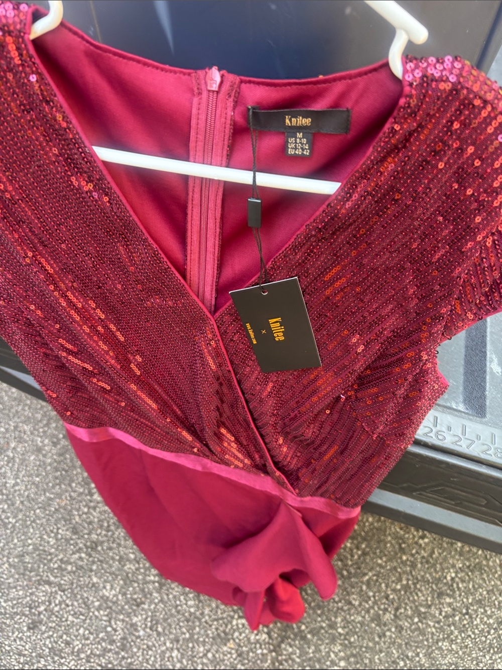 Knute Women's Sequin V-Neck Maxi Dress in Burgundy
